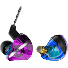 CCZ DC01 PRO HiFi In-Ear monitora austiņas, jaudīga basa membrāna, vadu spēļu austiņas ar reālu 0 latentuma kabeli, HD mikrofons zvanīšanai un spēlēm (violetas, bez mikrofona)