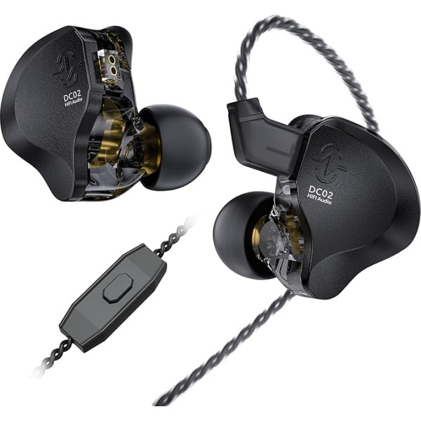 keephifi CCZ Solo DC02 vadu austiņas, dubultās magnētiskās ķēdes DD in Ear IEM austiņas, augstākās kvalitātes matēts metāla vāks, PU + PET kompozītmateriāla membrāna, DJ austiņas datorspēlēm, mūziķiem, sportam