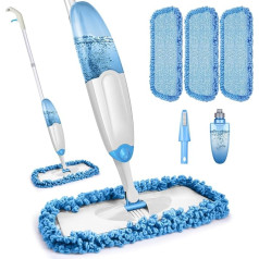 Floor Mop with Spray Function, TINA&TONY Mop with Spray Function with 435 ml Water Tank, Spray Mop Floor Mop with 3 Washable Microfibre Pads, Blue Wiper Floor Spray Mop for Laminate