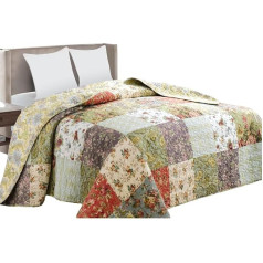 Dakota Patchwork gultas pārklājs ar vintage dizainu, divvietīga gulta, patchwork stila, 220 x 240 cm