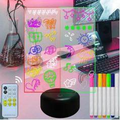 Fanrui 24.6 x 16.8 cm Acrylic Dry Erase Memo Board with Remote Control Luminous Memo LED Letter Messages Glass Notice Board with 7 Markers for Kitchen Planner Home