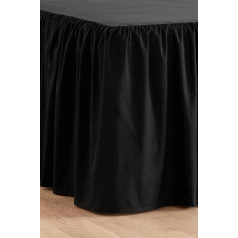 Jotex Zack Valance gultas aizkars - 100% augstas kvalitātes organiskās kokvilnas gultas aizkars, augstums 60 cm - pelēks melns, 180 x 200 cm