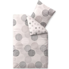 CelinaTex Touchme Flannelette gultasveļa, 135 x 200 cm, 2 daļu kokvilnas sega, gultasveļas komplekts vasarai un ziemai, visu gadu, viegla kopšana, Filia Dots, bēšs/balts/pelēks/antracīts