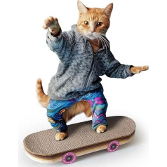 SUCK UK Kartona skrāpēšanas dēlis kaķiem | Kaķu rotaļlieta | Skateboard | Longboard | Scratching Post | Scratching Board | Catnip | Scratching Furniture | Scratching Mat | Scratching Toy | Cats |