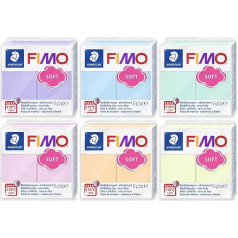 FIMO Effect polimēra māls modelēšanai krāsnī - 57 g - 6 gabaliņu komplekts - pasteļkrāsas apdare