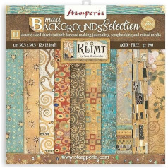 Stamperia SBBL101 Scrapbooking Pad 10 lapas cm 30,5 x 30,5 (12 x 12 collas) Maxi Background Selection-Klimt, papīrs, daudzkrāsains, 30,5 x 30,5 (12 x 12 collas)