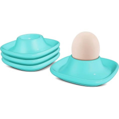 Flexzion Soft Boiled Egg Holder Set - 4 gabali zilas keramikas olu krūzītes ar bāzi olu vārīšanas trauku servēšanai Brokastis vēlās brokastis Virtuves galda dekori Zils