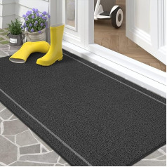 Krāsa G Durvju paklājs ārdurvīm 43,5 x 75 cm, gumijas aizmugures durvju paklājs ārdurvīm Neslīdošs plastmasas durvju paklājs ārdurvīm, izturīgs, mazgājams netīrumu ķērājs, ieejas paklājs, durvju paklājs ārdurvīm - melns