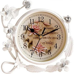 SWHONG White Flower Rustic Iron Coat Table Clock Dzīvojamā istaba Guļamistaba Silent Desktop Clock Art Home Decor