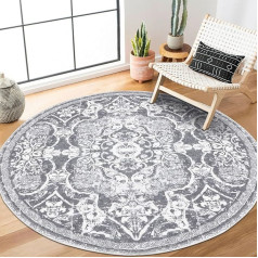 Enyhom Retro Boho paklājs, 120 cm, apaļš, ar augstu pūru, mazgājams, ar mandalu apdruku, īpaši mīksts apaļš paklājs guļamistabai, ēdamistabai, kabinetam, bērnu istabai