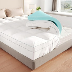 Hawthyhome 2 in 1 Memory Foam Mattress Topper ar pūkainu spilvendrānu, gēla pildīts matracis muguras sāpju atvieglošanai ar elpojošu un mazgājamu pārvalku (vienvietīgs, 90 x 90)