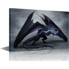 Canvas Prints Giant Black Dragon Wall Art Modern Home Decor Flying Dragon Poster Living Room Bedroom Decor 3 Pieces Black and White Pterodactyl Artwork Paintings