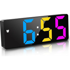 JQGO Snooze digitālais modinātājs, krāsains modinātājs, LED modinātājs, nakts modinātājs, datuma un laika displejs, 4 krāsas, lieli cipari, spilgtums, regulējams, USB, darbojas ar akumulatoru, guļamistaba, mājas,