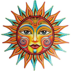 Sun Metal Wall Art Decor, Sun Wall Decoration, Sun Face Hanging Wall Art Decor, Sculpture Statues Decor, Sun Art Sculpture for Indoor, Outdoor, Living Room, Garden, Fence, Balcony