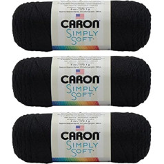 Caron Simply Soft dzija, akrils, melna, 6oz, 3