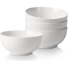 CUSWARE Graudaugu bļoda, salātu bļoda, 6 collas/650 ml porcelāna zupas bļodu komplekts Bļoda, uzkodu bļoda, rīsu bļoda, zupas bļoda, krēmīgi balta (4 gabali)