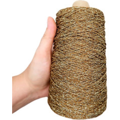 TEXTEX Lame Cuquillo Cone ar lureksu šūšanai. Svētku un karnevāla kleitas. Sastāvs: 95% majonēzes un 5% lureksa. 1 konuss 200 g un 400 m - (brūns un zelta).