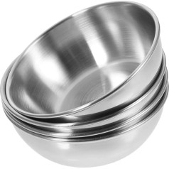 4 mini mērču trauciņu komplekts Nerūsējošā tērauda mērču trauciņi Apaļie garšvielu trauciņi Suši mērču trauciņš Saucers Bowl Mini uzkodu šķīvji