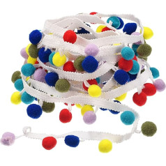 QUARKZMAN 10 jardi Pom Pom bumbu bārkstīm, lentes šūšanas DIY projektu aksesuāri mājas aizkaru, apģērbu, spilvenu dekorēšanai, krāsains