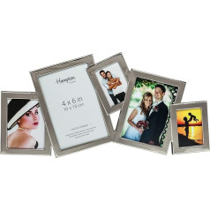 Hampton Frames Accent Accent 5 Multi Bezel Photo Frame Silver Nickel Plate 10mm Profile 1-4x6in Bezel 1-3.5x5in Bezel 1-3x4in Bezel un 2-2x3in Bezel Fun Design Backloading ACC3695A