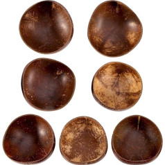 Bruafsir 7 gab. 12-15 cm kokosriekstu bļodas, roku darbs, kokosriekstu bļoda, trauki, koka karote, deserta salāti, augļi, maisīšanas trauks, rīsi, ramen bļoda