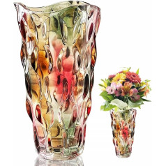 Glasvase für Blumen, 24 cm hoch, Vintage, farbige Glasvase, große hohe kristallfarbene Blumenvasen, Waben-Kristall-Blumenvasen, für Heimdekoration, Hochzeitsdekoration, moderne Ornamente