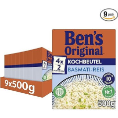 Ben's Original Basmati rīsi, 10 minūšu vārīšanas maisiņi, 9 iepakojumi (9 x 500 g)