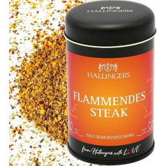 Hallingers BBQ Flaming Steak - Spice Mix for Dips, Steak & Appetizers (Tin) - Summer Gift & Perfect Barbecue Gift | New Home Retirement Recovery