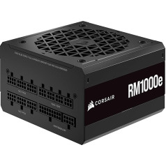 Corsair RM1000e (2023) pilnībā modulārs ATX barošanas bloks ar zemu trokšņa līmeni - ATX 3.0 un PCIe 5.0 saderīgs - 105°C kondensatori - 80 Plus Gold efektivitāte - moderns gaidīšanas režīma atbalsts - melns