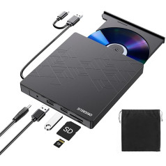 ORIGBELIE Ārējais CD atskaņotājs PC klēpjdatoram, plāns USB 3.0 C tipa CD/DVD+/-RW ārējais DVD ierakstītājs, Plug & Play ārējais DVD diskdzinis klēpjdatoram ar Windows 11/10/8/7/XP/Vista Linux Mac