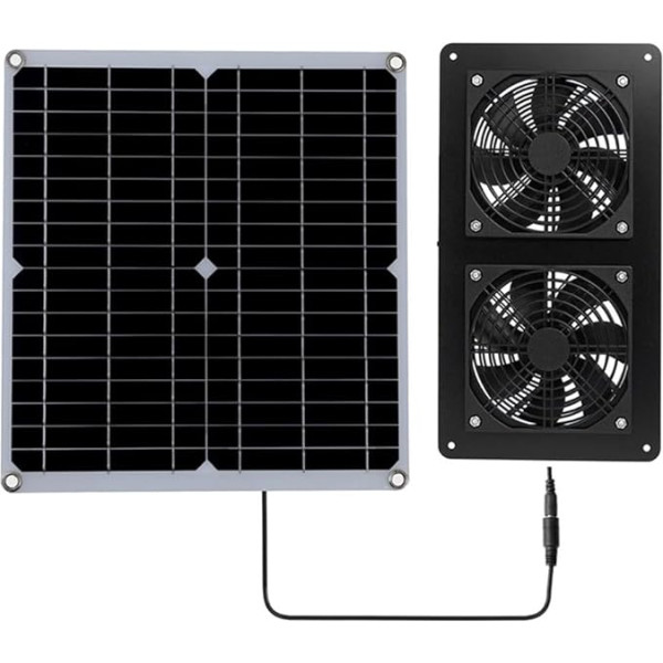 Saules enerģijas ventilators, 30 W saules baterijas, āra ventilators suņiem, vistu kūts, RV, nojume, siltumnīca, ventilators gaisa cirkulācijas uzlabošanai