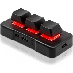 PCsensor USB mini tastatūra 3 pogas Mini tastatūra Bezvadu USB 2 in 1 mehāniskā spēļu tastatūra Karstā taustiņa pielāgota programma ar RGB LED spēļu OSU biroja darbam