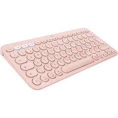 Logitech K380 Multi-Device Bluetooth tastatūra Mac, viegla pārslēgšanās starp līdz 3 ierīcēm, šķērveida taustiņi, 2 gadu akumulators, MacOS / iOS / iPadOS, vācu QWERTZ izkārtojums - rozā krāsā