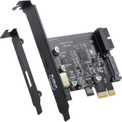 YBBOTT PCI-E 1X to USB 3.0 paplašināšanas karte, USB3.1Gen1 5Gbps priekšējā paplašināšanas karte, C+A+A+USB 3.0 19Pin Multi Port karte, atbalsta Windows 10/8/7/Linux