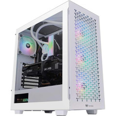 Thermaltake V350 TG ARGB Air Snow PC šasija Mid Tower ATX korpuss 4 mm rūdīts stikls 4 x ventilatori Balts