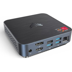 NiPoGi Mini dators, AM02 AMD Ryzen 3 3200U Mini dators, 8GB RAM 256GB M.2 SSD Mini galddators, 4K HDMI+DP Dual Display Business 3X USB3.0, WiFi 5, BT 4.2, RJ45