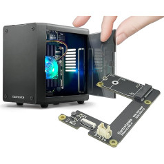 ElectroCookie Mini PC korpuss Raspberry Pi 5 ar M.2 NVMe SSD PCIe HAT un aktīvo RGB apgaismojuma dzesētāju (melns korpuss + NVMe plate)