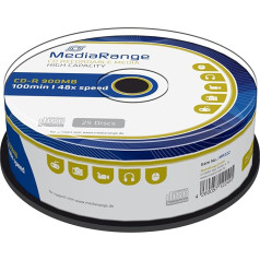 MEDIARANGE MR222 Slug un datu nesējs CD-R 48x 900MB/100min Cake25