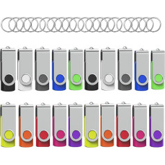 WOOOLKEN USB zibatmiņas karte USB Stick 2.0 Memory Stick 16GB, 20 gabali, 10 krāsas USB zibatmiņas karte 16GB (16GB, 20 gabali, 10 krāsas)