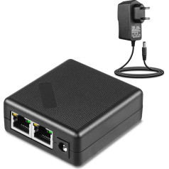 SinLoon 2 portu gigabit Ethernet tīkla sadalītājs RJ45 no 1 uz 2 1000/100Mbps Ethernet adaptera sadalītājs ar 2 pin Eiropas ES līdz DC5521 ligzdas kabeli datormezglam, komutatoram, maršrutētājam