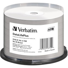 Verbatim 43755 4,7 GB 16x DVD-R, drukājams - 50 iepakojumu spole