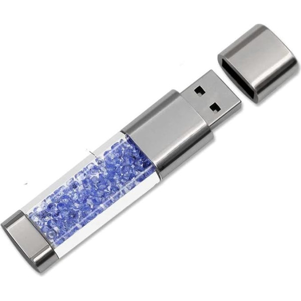 FeliSun 16GB 32GB 64GB Jauns rotaslietas Crystal USB 3.0 zibatmiņas disks, ūdensizturīgs triecienizturīgs Super ātrgaitas U disks, caurspīdīgs Memory Stick Pen Drive ārējā krātuve Rhinestone dāvana dzimšanas dienas dāvanām, Ziemassvētku d