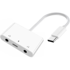 chenyang 3 in 1 USB C uz 2 3,5 mm audio AUX un mikrofona skaņas kartes adapteris ar PD 15 W uzlādi portatīvajam datoram, planšetdatoram, tālrunim