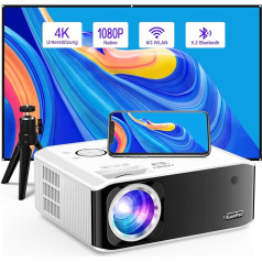 Electric Keystone Correction 6D/4P Projector, XuanPad 2024 Improved Native 1080P 6G WiFi Bluetooth Projector 4K Supported, 25000L Projector with Tripod for iOS/Andriod/TV Stick