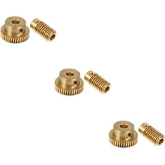 OKUMEYR Pack of 6 40 Turbīnas vārpstas sliekas reduktors, mazs modulārais sliekas sliekas un sliekas ritenis, mehāniskā sliekpārnese, koniskā zobrats, sliekas motors, piedziņas kaste, varš, zelta krāsā