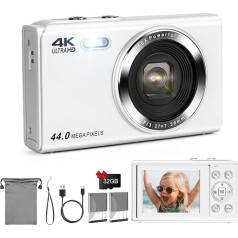 Digitālā kamera, LAMA 1080P FHD 44MP bērnu videokamera ar 32GB SD karti, 16X digitālā tālummaiņa, kompaktā kamera ar 2 baterijām, 2,4 collu LCD ekrāns, mini kamera bērniem, zēniem, meitenēm un pusaudžiem