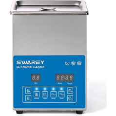 Swarey 2,5 l ultraskaņas tīrīšanas ierīce, 40 KHz, 100 W tīrīšanas ierīce, ultraskaņas tīrīšanas ierīce, taimeris un sildīšana zobu protēzēm, juvelierizstrādājumiem, pulksteņiem, kaklarotām, kaklarotām, brillēm, rūpniecības piede