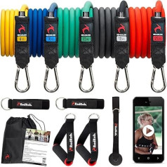 Red Rab Resistance Bands - Fitness Bands Set for Home - Training Bands with Handle - Resistance Bands Strength Training, Calisthenics, Pilates Accessories - Expander Fitness Bands Home Gym Equipment