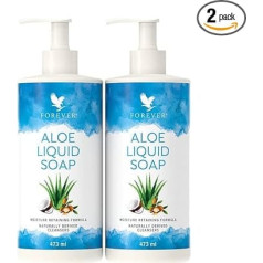 Forever Aloe šķidrās ziepes - maigas šķidrās ziepes ar alveju, argana eļļu un jojobas eļļu, roku, sejas un ķermeņa ādas mitrināšanai, sausai ādai, citrusaugļu aromāts, vegāns, Dermatest sertificēts (2 x 473 ml)