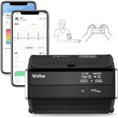 Wellue BP2 Connect augšdelma asinsspiediena mērītājs ar EKG un AI analīzes atskaiti, 3 mērījumu vidējā vērtība, Bluetooth un WiFi savienojums, sirdsdarbības ritma monitors, lietotnes neierobežota datu pārvaldība